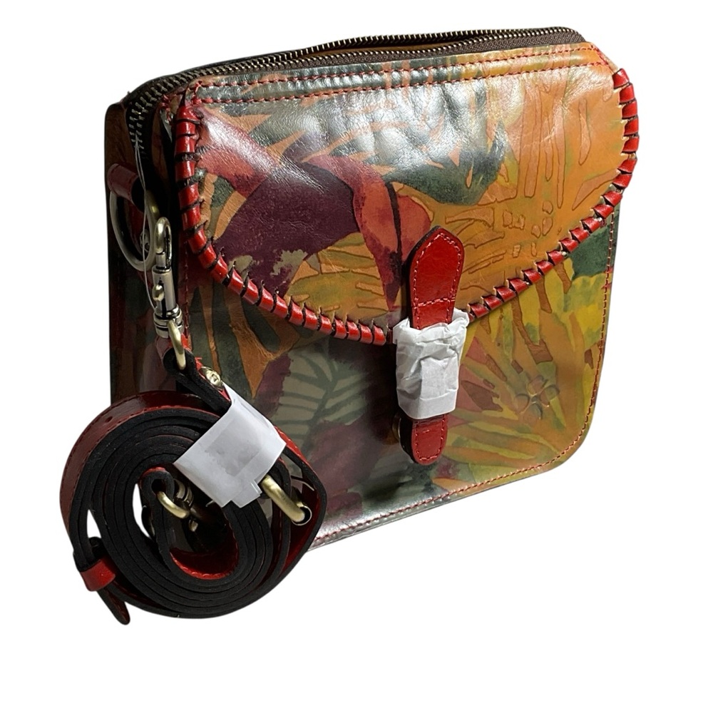 Patricia Nash Leather Rhodes Crossbody Purse, Tropical Dreams, Multi Color. NWT.